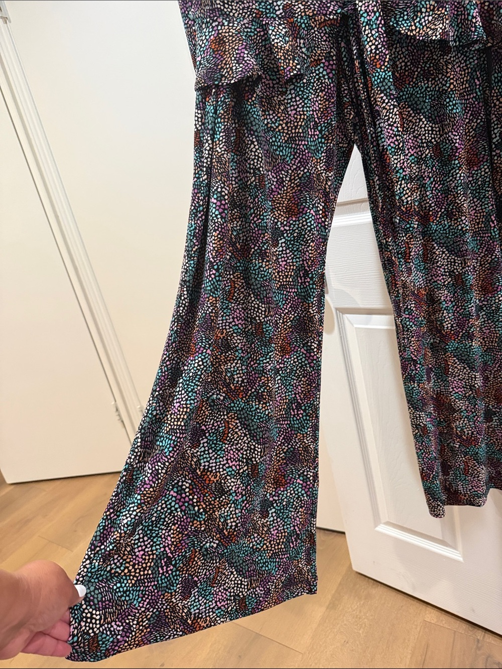 Bar III Multi-Color Tie-Front Printed Pantsuit - Picture 8 of 8
